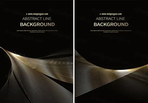 黑色科技感抽象线条光感条纹AI矢量背景Line vector background 05