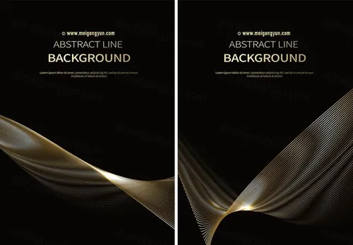 黑色科技感抽象线条光感条纹AI矢量背景Line vector background 07