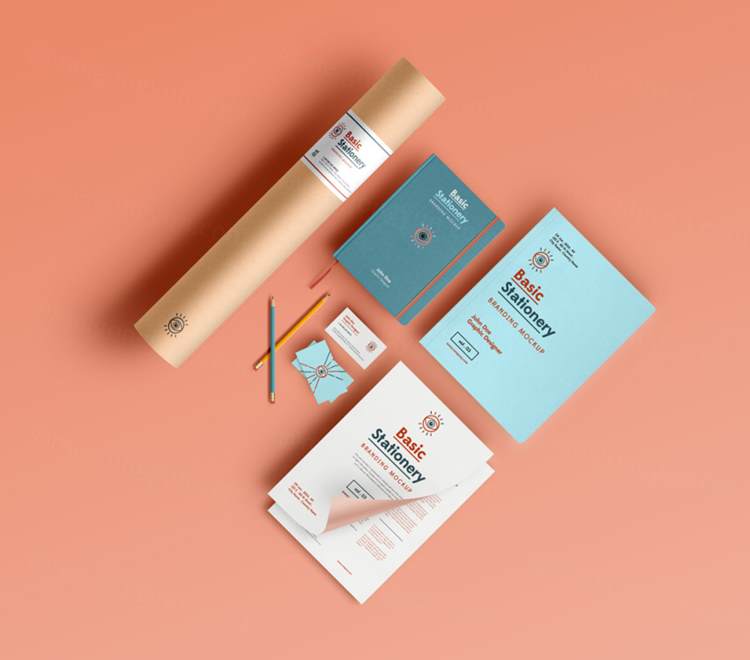现代时尚风格整套VI提案贴图样机PSD模Basic Stationery Branding
