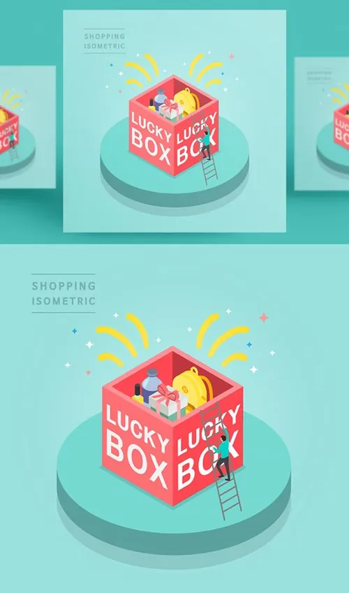 创意时尚彩色购物打折促销商场逛街2.5D场景卡通等距插图矢量设计素材91112