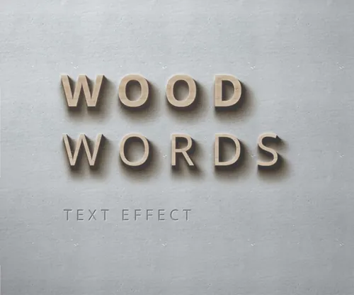 立体效果文字特效Psd Wood Words Text Effect