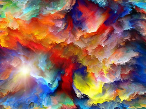 彩色渐变创意抽象线条梦幻水彩油画效果高清背景JPG图片设计素材模板8214