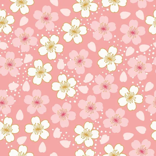 手绘粉色樱花无缝图案背景矢量插图设计素材Sakura Cherry