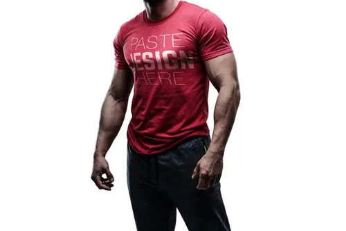 红色圆领T恤模型PSD贴图模板Polo T-shirts Mock-up