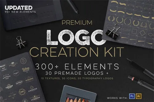 复古经典品牌LOGO徽标设计工具包 Logo Creation Kit + Bonus