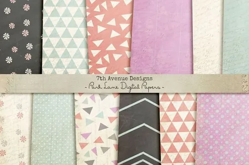 几何图案纹理设计素材Park Lane Digital Papers