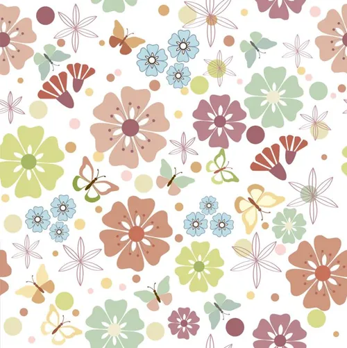 花卉鲜花蝴蝶无缝图案背景插图矢量设计素材Flowers  butterflies