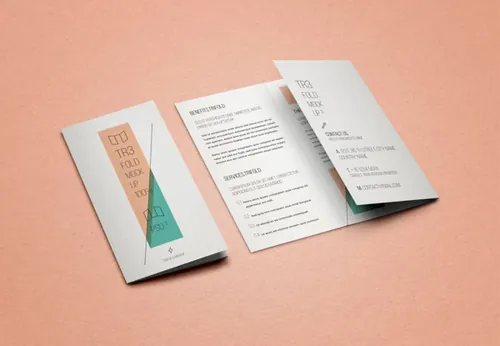 三折传单小册子样机模板 Psd Tri Fold Mockup Template Vol5