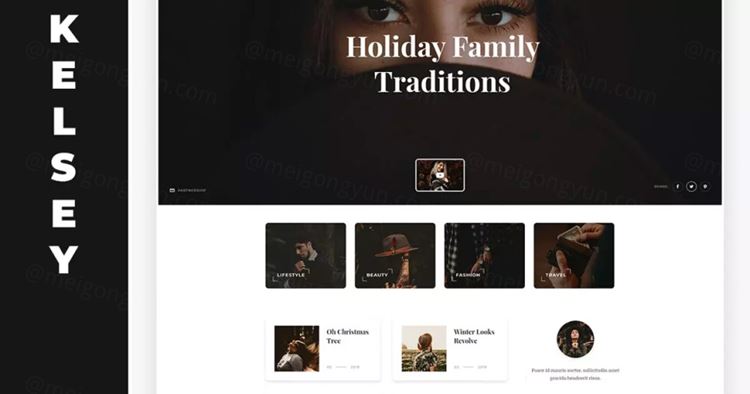 现代具有创造性的生活旅行博客PSD模板 Kelsey – B