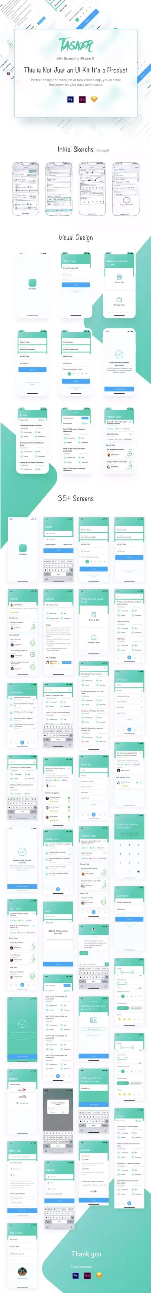 工作发布与人才招聘的人力资源类APP UI KITS[PSD,sket
