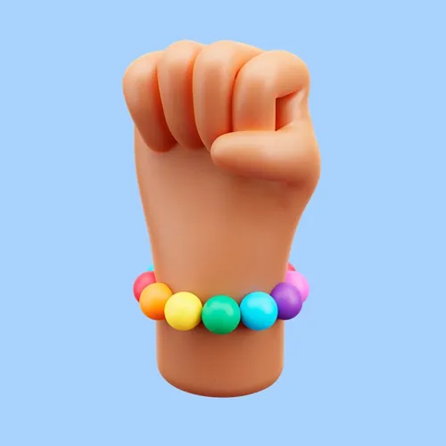 三维渲染拳头加油手势卡通符号3D插画素材