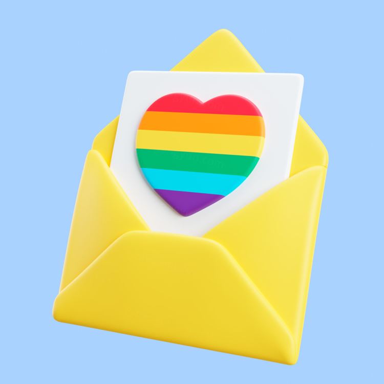 三维渲染信封爱心卡通符号3D插画素材