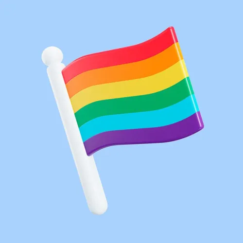 三维渲染彩虹小旗帜卡通符号3D插画素材