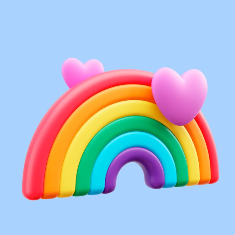 三维渲染彩虹卡通符号3D插画素材