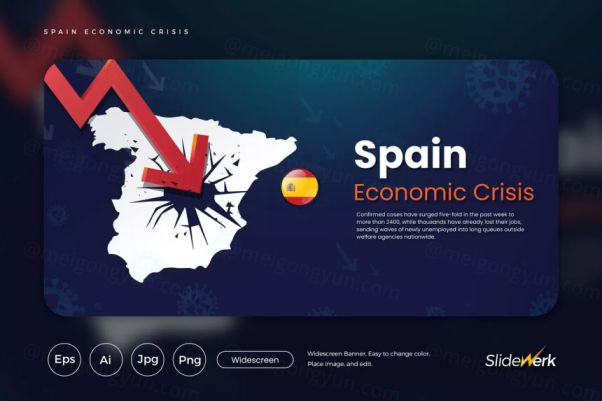 西班牙经济危机主题网站设计矢量插画 Spain Economic Cr