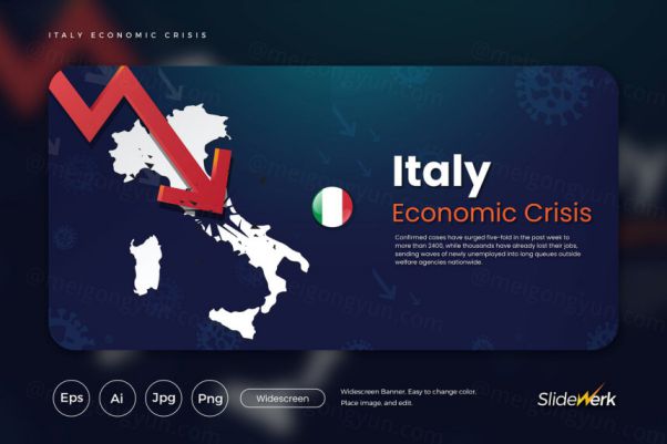 意大利经济危机主题网站设计矢量插画 Italy Economic Cr
