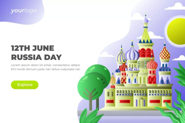 俄罗斯国庆日主题网站设计矢量插画 12th June Russia D