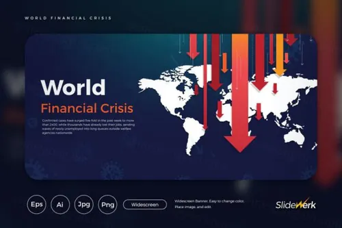 世界金融危机主题网站设计矢量插画 World Financial Cr