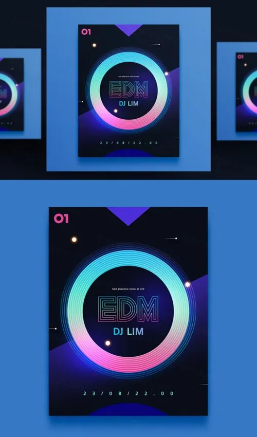 时尚创意彩色渐变流行音乐杂志宣传册封面海报PSD设计素材模板Music Poster 01