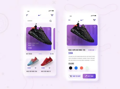 运动鞋商店内页购买页UI界面设计 Shoes Store App -