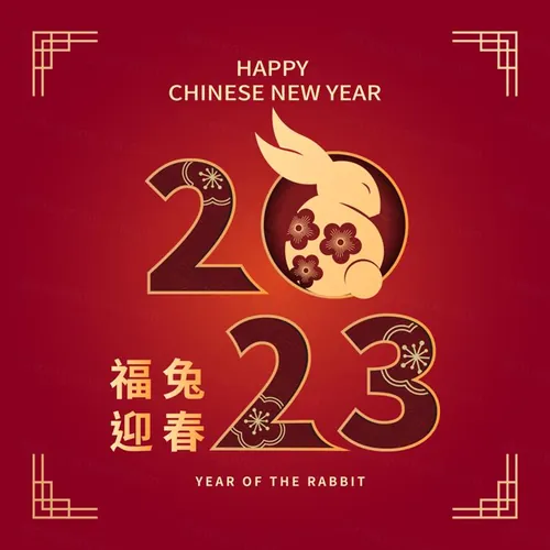 2023年中国新年生肖兔年东方传统节日促销宣传海报招贴EPS