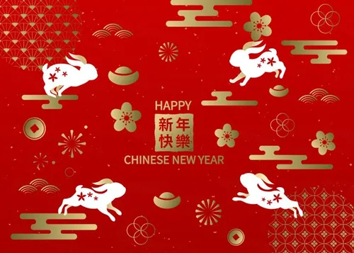 2023年中国新年生肖兔年东方传统节日促销宣传海报招贴EPS