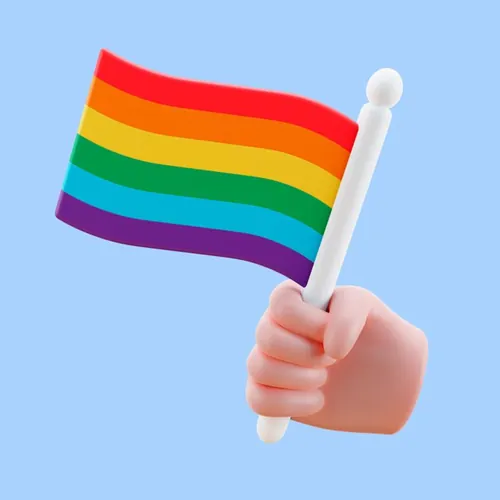 三维渲染手持小旗子卡通符号3D插画素材