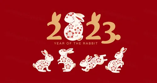 2023年中国新年生肖兔年东方传统节日促销宣传海报招贴EPS