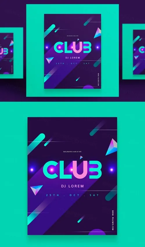 时尚创意彩色渐变流行音乐杂志宣传册封面海报PSD设计素材模板Music Poster 02