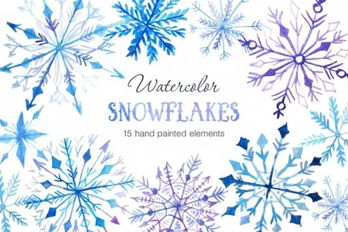 Watercolor Snowflakes Set Vol003
