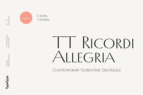 优雅时尚的品牌设计海报杂志排版英文字体 TypeType - TT Ricordi Allegria