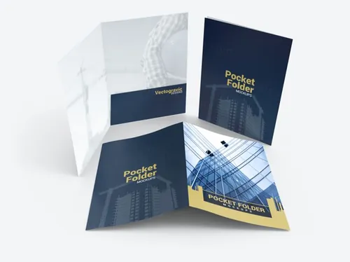 书籍杂志贴图样机PSD模板Standard Pocket Folder Mockups Vol024