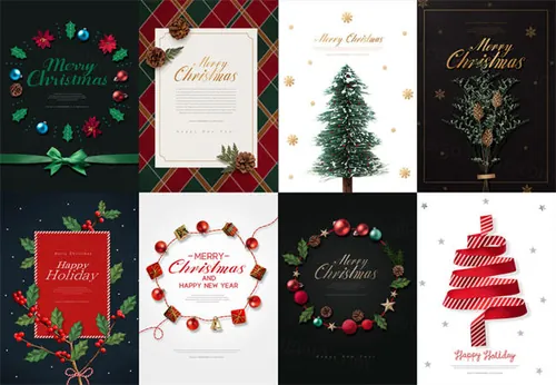 圣诞节假期明信片海报邀请函PSD模板素材 Winter message