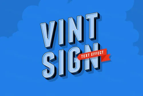 复古立体文字效果Psd Vintage Sign Text Effect