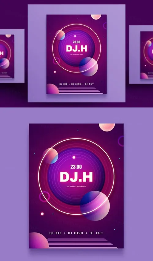 时尚创意彩色渐变流行音乐杂志宣传册封面海报PSD设计素材模板Music Poster 04