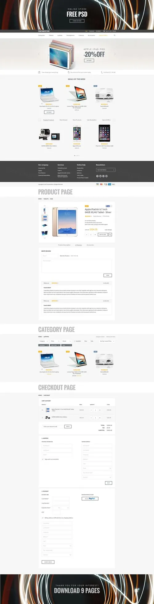 一款整洁电子产品网络销售网站设计模板Online Store