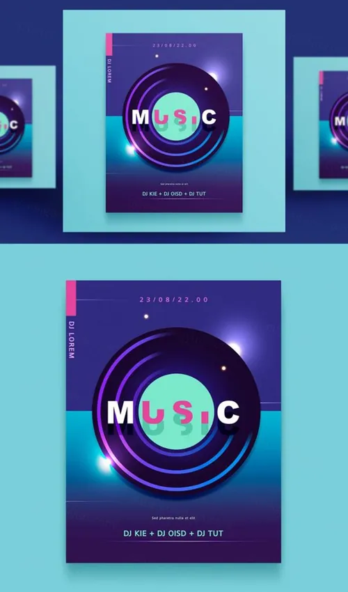 时尚创意彩色渐变流行音乐杂志宣传册封面海报PSD设计素材模板Music Poster 06