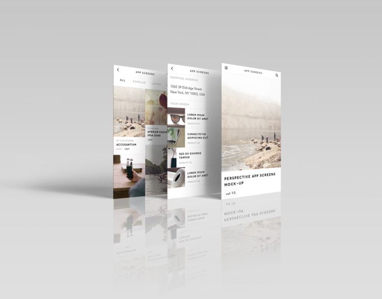 透视屏幕手机应用程序APP展示PSD模板Perspective App Screens Mock-Up