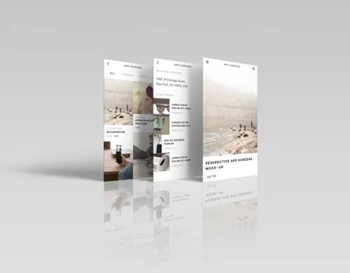 透视屏幕手机应用程序APP展示PSD模板Perspective App Screens Mock-Up
