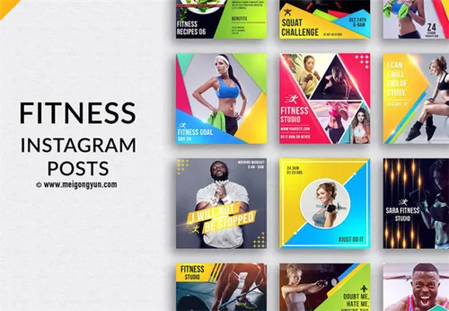 高端时尚的健身社交媒体设计模版High fashion fashion social media design template