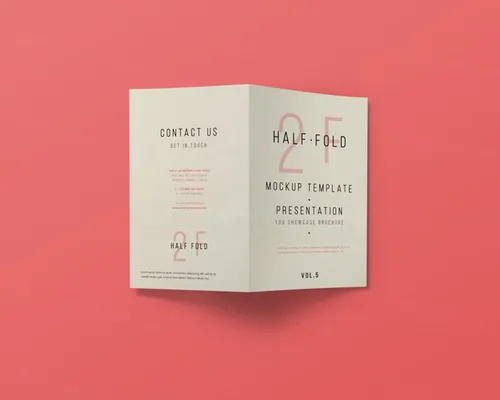 双折页贴图PSD模板Psd Bi Fold Mockup Template Vol048