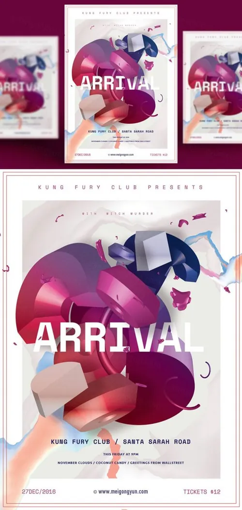 多彩渐变几何图形抽象艺术海报PSD素材模板Figure Abstract Art Poster