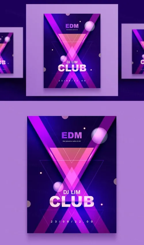 时尚创意彩色渐变流行音乐杂志宣传册封面海报PSD设计素材模板Music Poster 09