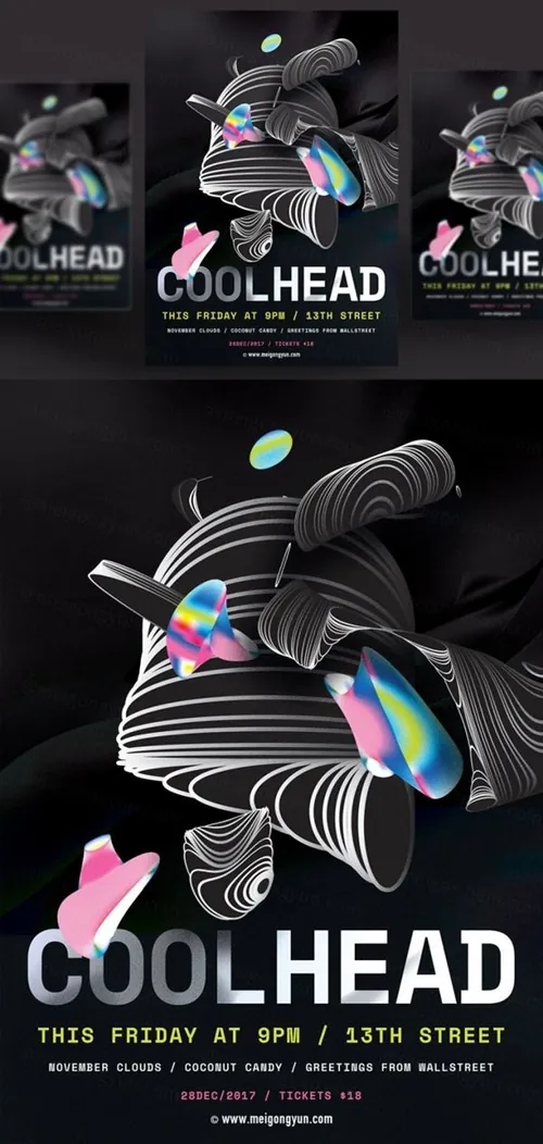 多彩渐变几何图形抽象艺术海报PSD素材模板Figure Abstract Art Poster