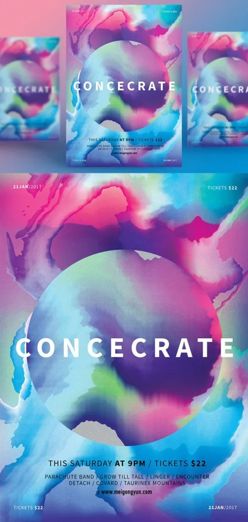 多彩渐变圆形抽象艺术海报PSD素材模板Figure Abstract Art Poster