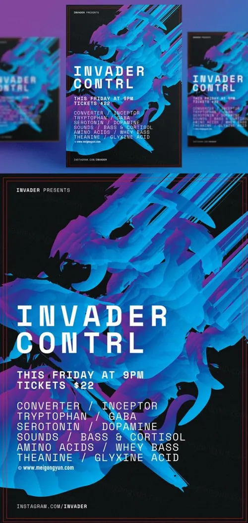 多彩渐变几何图形抽象艺术海报PSD素材模板Figure Abstract Art Poster