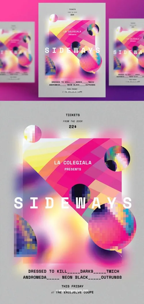 多彩渐变几何图形抽象艺术海报PSD素材模板Figure Abstract Art Poster