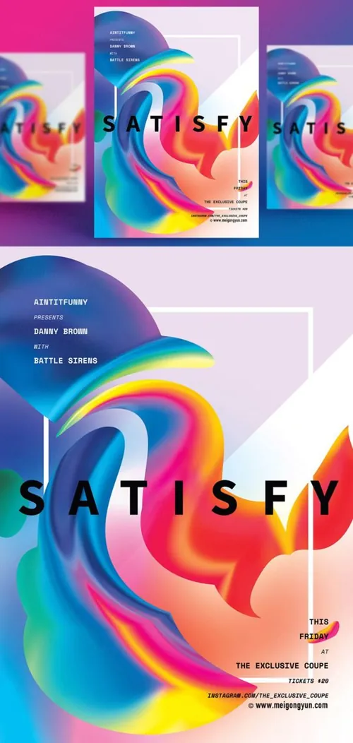 多彩渐变几何图形抽象艺术海报PSD素材模板Figure Abstract Art Poster