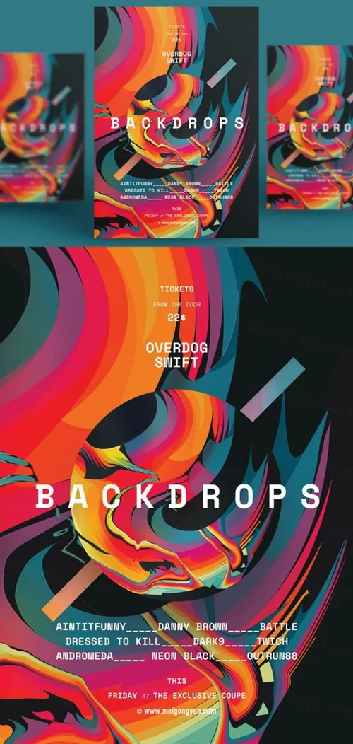 多彩渐变几何图形抽象艺术海报PSD素材模板Figure Abstract Art Poster