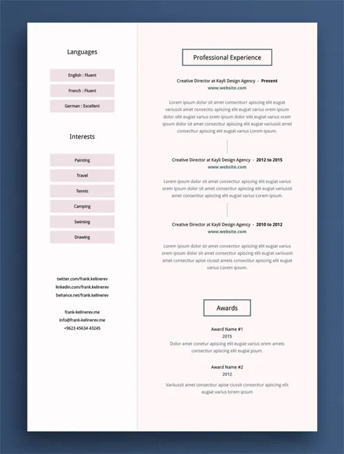 简历设计预览样机模板 Professional Resume Cv Template